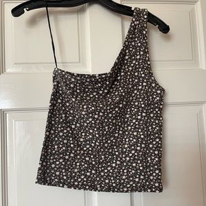 american eagle one shoulder floral top- size M
